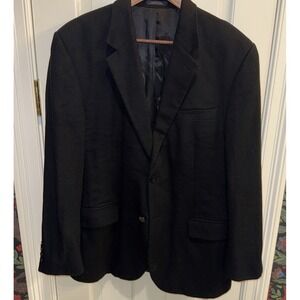 Macys Club Room Men Jet Black Wool Silk Cashmere Blazer Sports Coat Jacket *Read
